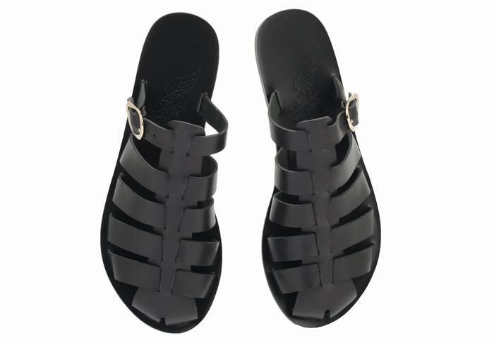 Women Ancient Greek Sandals Cosmia Fisherman Sandals Black | FBS2093BC