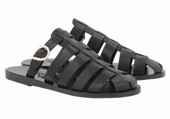 Women Ancient Greek Sandals Cosmia Fisherman Sandals Black | FBS2093BC