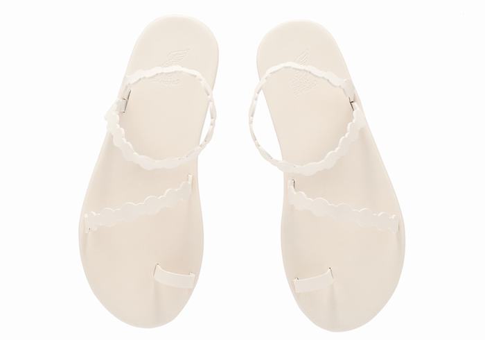 Women Ancient Greek Sandals Cronos Toe-Post Sandals White | ZEF4817LY