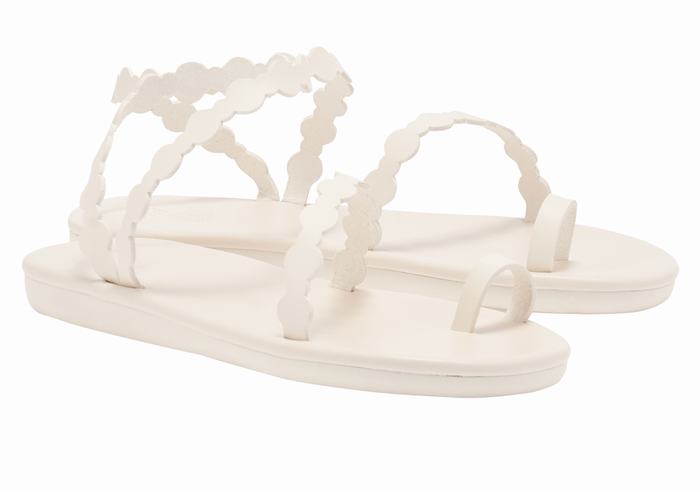 Women Ancient Greek Sandals Cronos Toe-Post Sandals White | ZEF4817LY