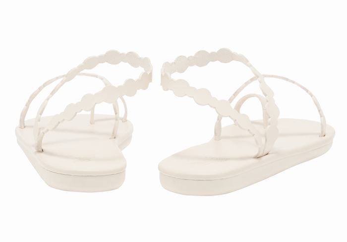 Women Ancient Greek Sandals Cronos Toe-Post Sandals White | ZEF4817LY