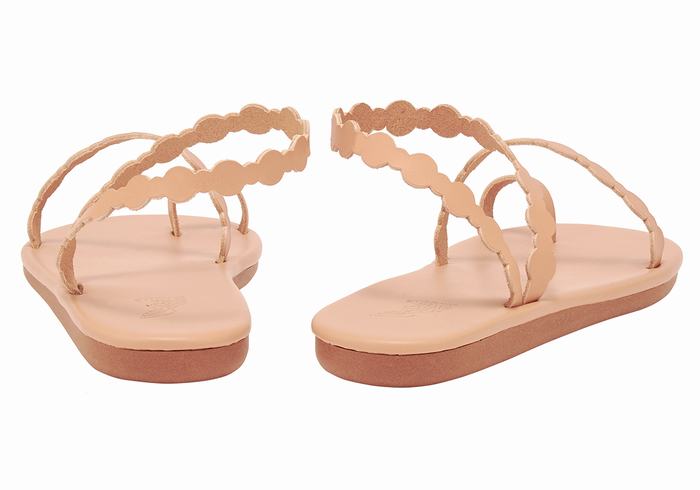 Women Ancient Greek Sandals Cronos Toe-Post Sandals Beige | PRD7839TF