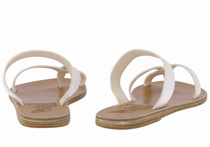 Women Ancient Greek Sandals Daphnae Leather Slide Sandals White | LGG5911HJ