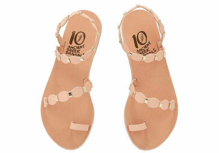 Women Ancient Greek Sandals Dauxerre Toe-Post Sandals Beige Gold | GFB4292PO