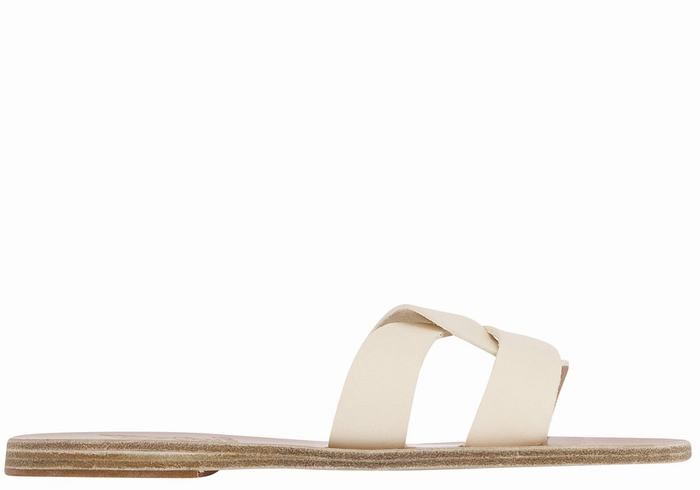 Women Ancient Greek Sandals Desmos Slide Sandals White | PRF1115NQ