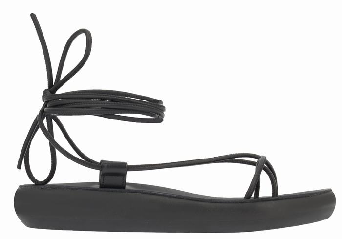 Women Ancient Greek Sandals Diakopes Comfort Gladiator Sandals Black | ROB158YV