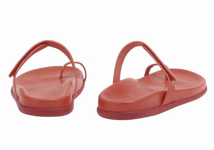 Women Ancient Greek Sandals Dokos Toe-Post Sandals Red | LGG4919DG