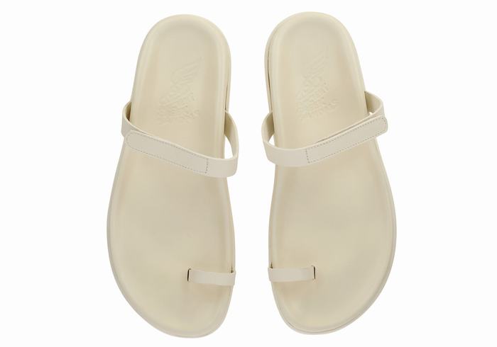 Women Ancient Greek Sandals Dokos Toe-Post Sandals White | PIV2692IV