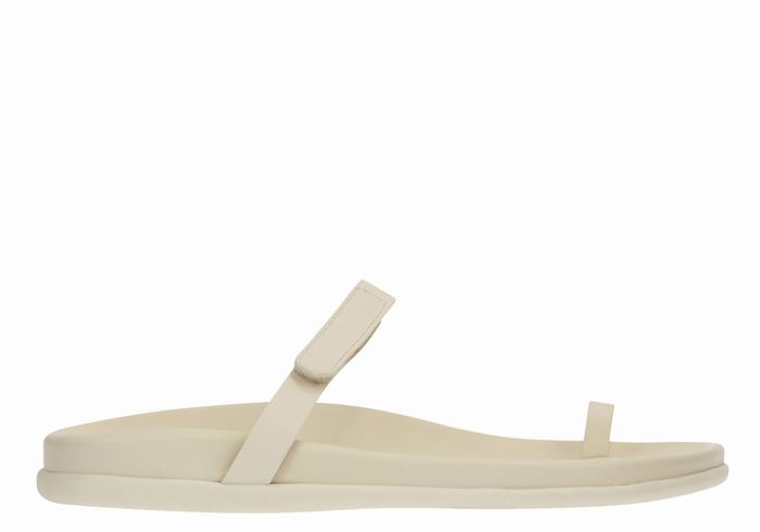 Women Ancient Greek Sandals Dokos Toe-Post Sandals White | PIV2692IV