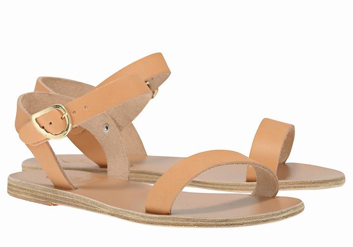 Women Ancient Greek Sandals Drama New Leather Casual Sandals Beige | IDH9255VT