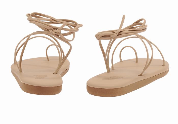 Women Ancient Greek Sandals Du Toe-Post Sandals Beige | CGE984JY