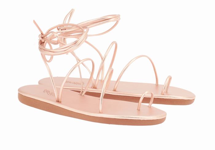 Women Ancient Greek Sandals Du Toe-Post Sandals Rose Gold | AWY153US