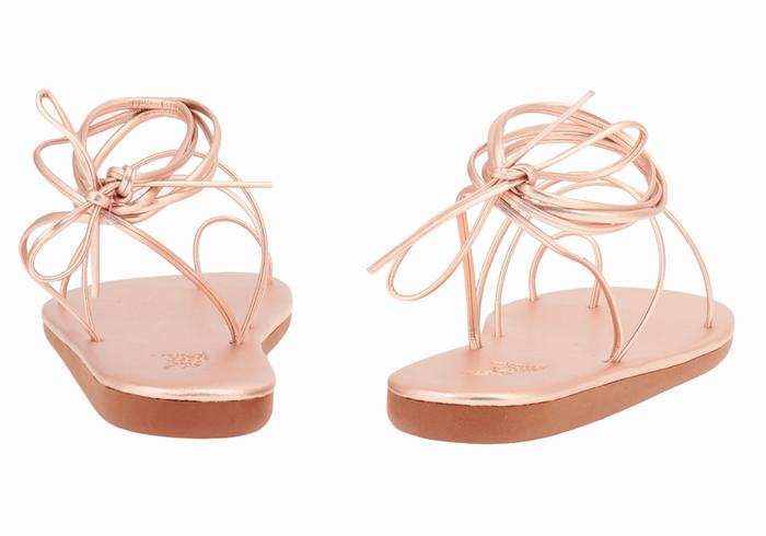 Women Ancient Greek Sandals Du Toe-Post Sandals Rose Gold | AWY153US