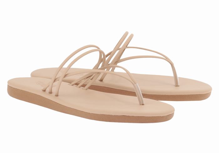 Women Ancient Greek Sandals E Flip Flops Beige | MMI7448EH