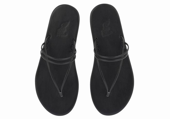 Women Ancient Greek Sandals E Flip Flops Black | LMZ8611XY