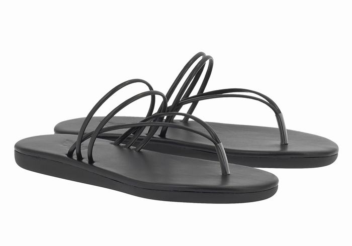 Women Ancient Greek Sandals E Flip Flops Black | LMZ8611XY