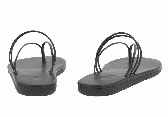 Women Ancient Greek Sandals E Flip Flops Black | LMZ8611XY