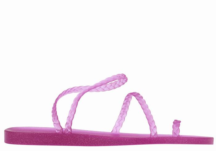 Women Ancient Greek Sandals Eleftheria Braided Sandals Purple | YRE4544ZE