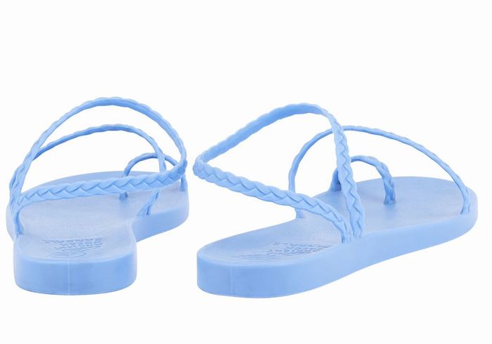 Women Ancient Greek Sandals Eleftheria Braided Sandals Light Blue | GNI291KQ