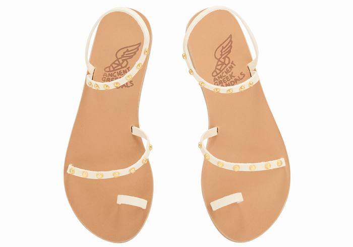 Women Ancient Greek Sandals Eleftheria Bee Toe-Post Sandals White | FXF2090IH