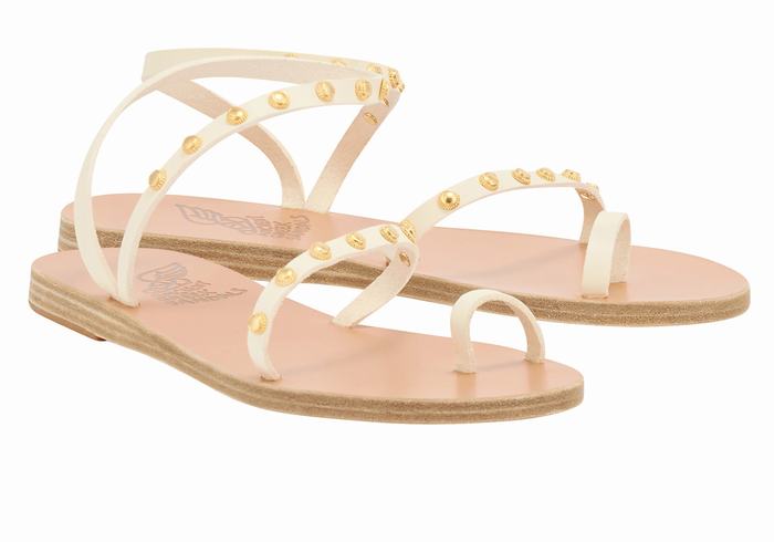 Women Ancient Greek Sandals Eleftheria Bee Toe-Post Sandals White | FXF2090IH