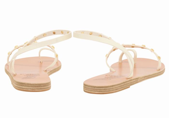 Women Ancient Greek Sandals Eleftheria Bee Toe-Post Sandals White | FXF2090IH