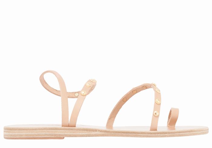 Women Ancient Greek Sandals Eleftheria Bee Toe-Post Sandals Beige | FWZ9296RL