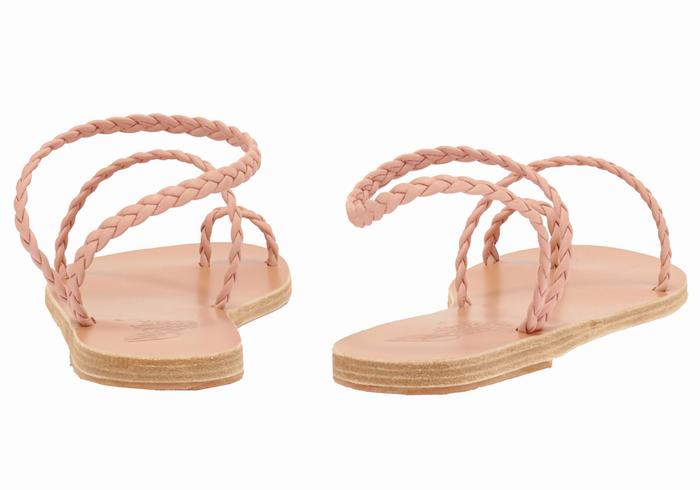 Women Ancient Greek Sandals Eleftheria Leather Braided Sandals Pink | GJP8149JJ