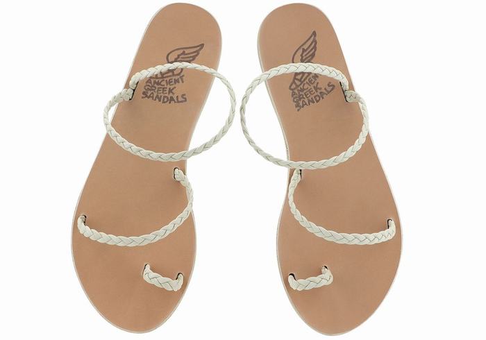 Women Ancient Greek Sandals Eleftheria Leather Braided Sandals White | JVV1957HH