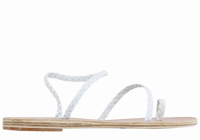 Women Ancient Greek Sandals Eleftheria Leather Braided Sandals White | SQC2075IL