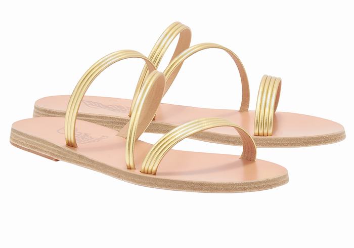 Women Ancient Greek Sandals Ermodiki Slide Sandals Gold | IXP715MU