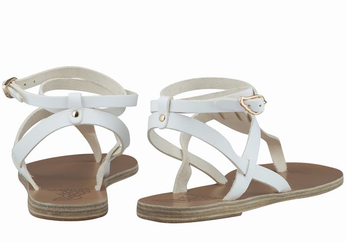 Women Ancient Greek Sandals Estia Leather Ankle Strap Sandals White | OMC1846GF