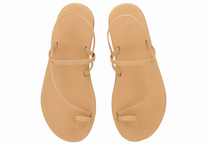 Women Ancient Greek Sandals Euterpe Toe-Post Sandals Beige | DTL4844NQ