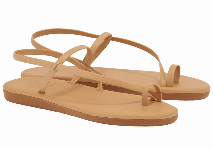 Women Ancient Greek Sandals Euterpe Toe-Post Sandals Beige | DTL4844NQ