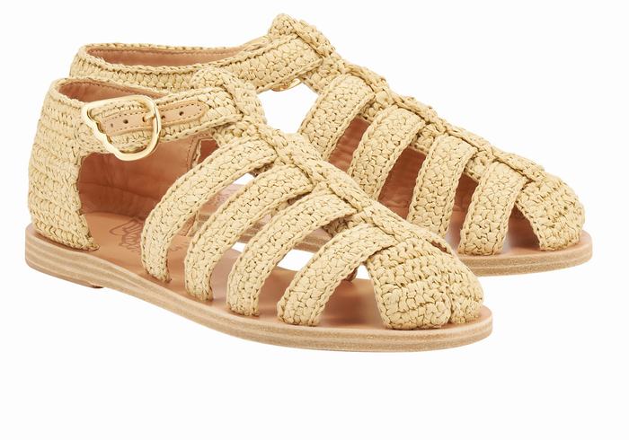 Women Ancient Greek Sandals Homeria Fisherman Sandals Beige | FDS394BJ