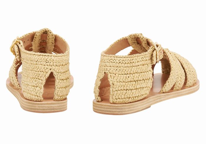 Women Ancient Greek Sandals Homeria Fisherman Sandals Beige | FDS394BJ