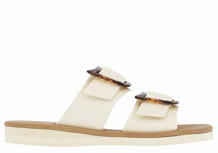 Women Ancient Greek Sandals Iaso Slide Sandals White | PEJ2124IG