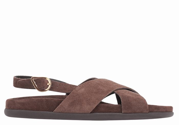 Women Ancient Greek Sandals Ikesia Casual Sandals Dark Brown | OAY2060MF