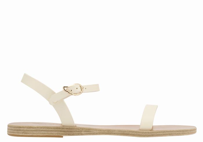 Women Ancient Greek Sandals Irida Leather Back-Strap Sandals White | MYV4869MJ