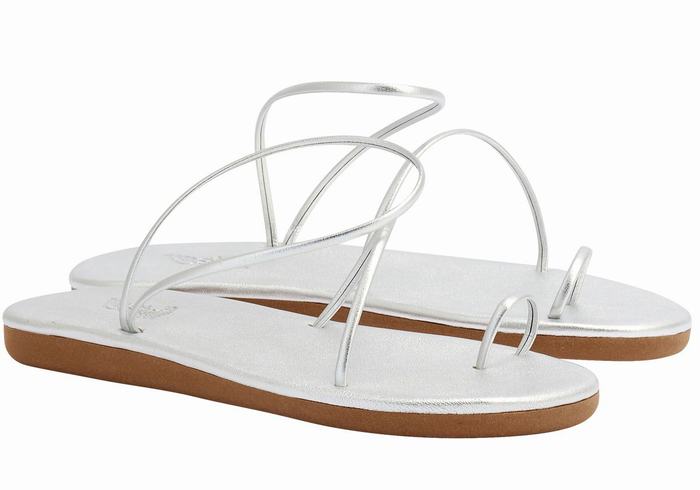 Women Ancient Greek Sandals Kansiz Toe-Post Sandals Silver | RKL3118WD