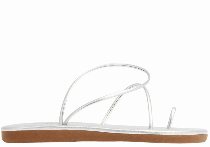 Women Ancient Greek Sandals Kansiz Toe-Post Sandals Silver | RKL3118WD