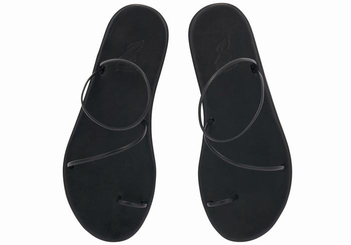 Women Ancient Greek Sandals Kansiz Toe-Post Sandals Black | IKX1370TK