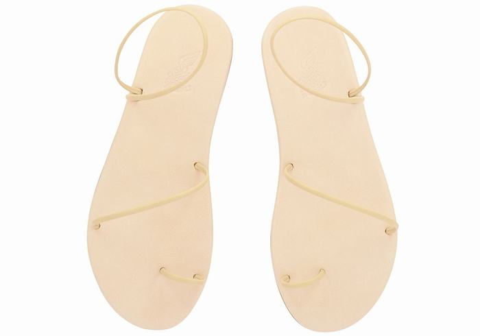 Women Ancient Greek Sandals Kansiz Toe-Post Sandals Beige | EHZ8989YP