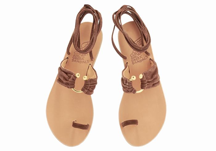 Women Ancient Greek Sandals Kerasia Gladiator Sandals Coffee | CEV7934MD