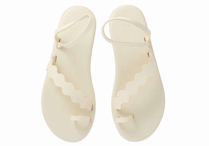 Women Ancient Greek Sandals Koralia Toe-Post Sandals White | NVI1028ZZ