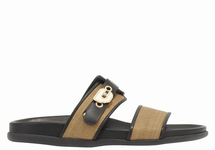 Women Ancient Greek Sandals Latria Slide Sandals Brown Black | KBB1096YK