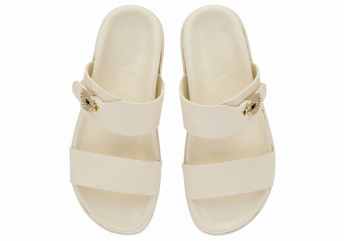 Women Ancient Greek Sandals Latria Slide Sandals White | CMP9662YV