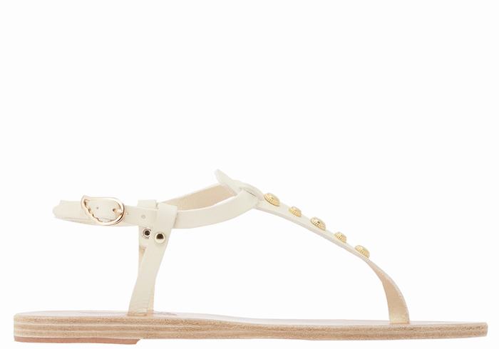 Women Ancient Greek Sandals Lito Bee Back-Strap Sandals White | FCR7468HS