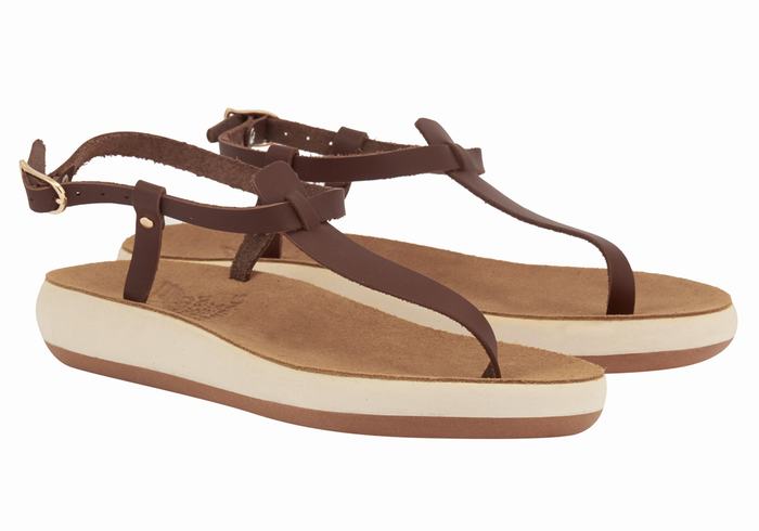 Women Ancient Greek Sandals Lito Comfort Back-Strap Sandals Coffee | WFY7165DH