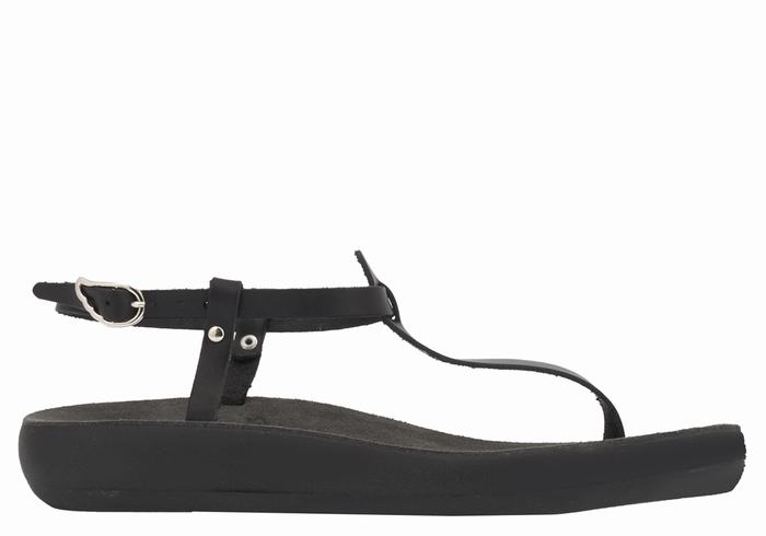 Women Ancient Greek Sandals Lito Comfort Back-Strap Sandals Black | ZIM2855ER